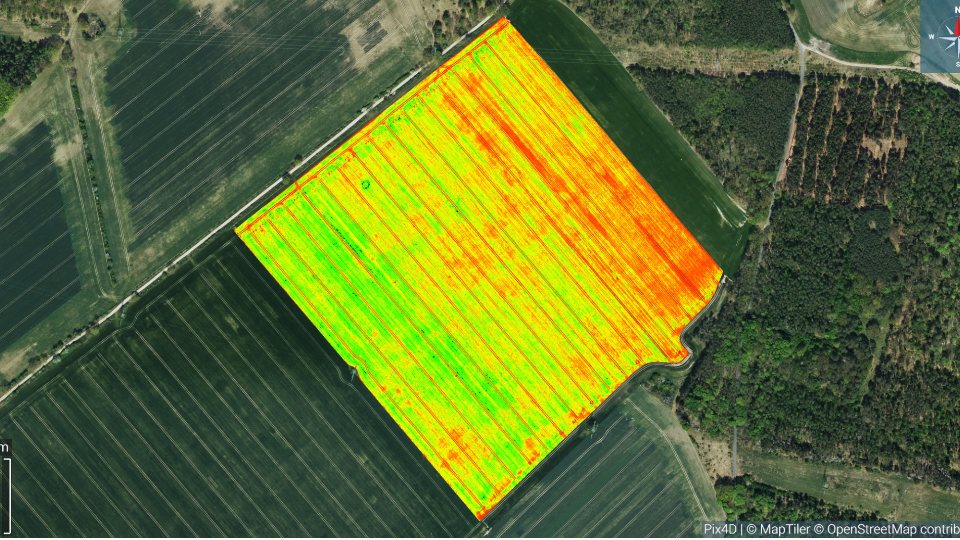 Red-edge health map of the example field