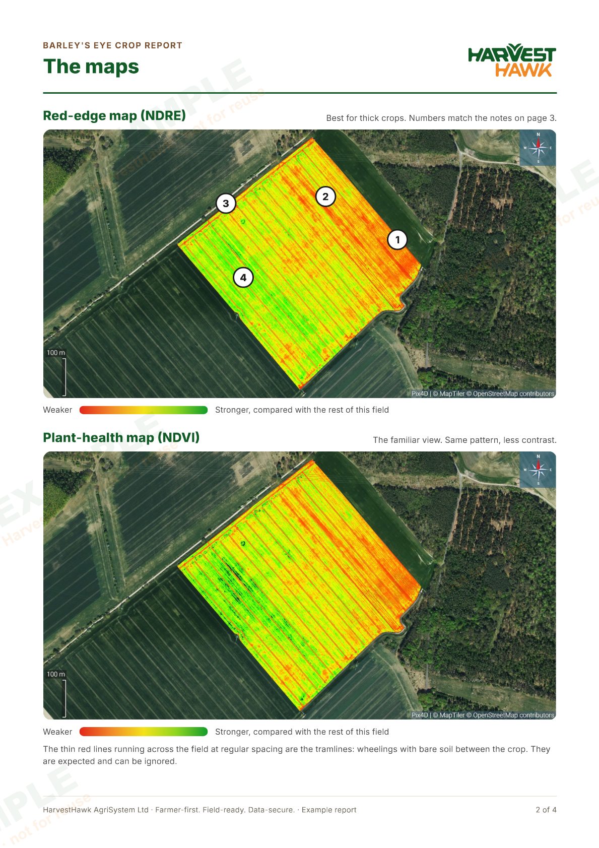 Page 2: the red-edge and plant-health maps with numbered spots